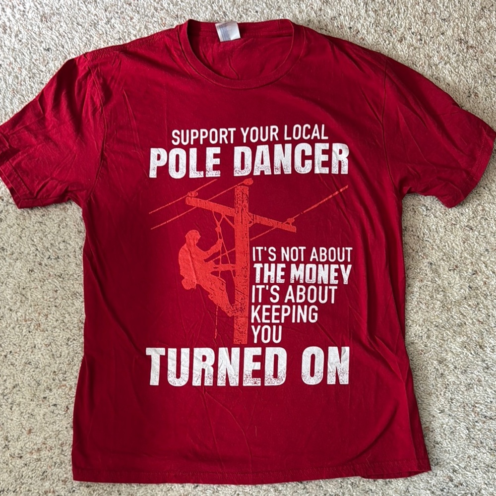 Red Graphic Tee with lineman
